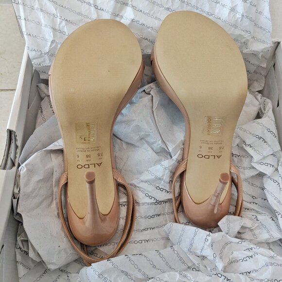 Aldo "Kat" Beige Strappy Stiletto Sandals (7.5) - Brand new in box, never worn - Picture 13 of 14